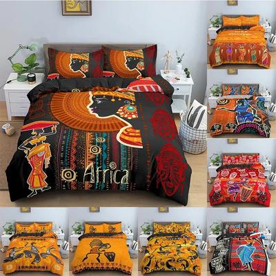 Conjunto de cama de dança étnica, capa de edredom de perfil de mulher bonita, fronha, tamanho king/queen, conjunto de cama com edredom