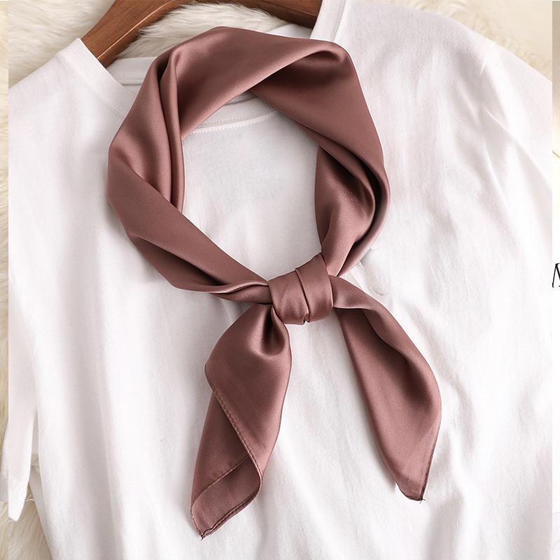 Solid 50s Neck Scarf Solid Color Hair Ribbon Scarf Retro Imitation Silk Necktie Long Skinny Scarf For Purse