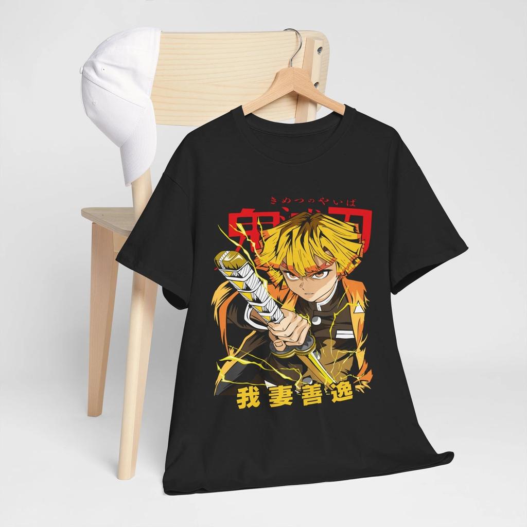 2026 Summer Demon Slayer Anime Agatsuma Zenitsu Loose Shortsleeved Pure Cotton Childrens Tshirt Tide Unisex Casual Y2k