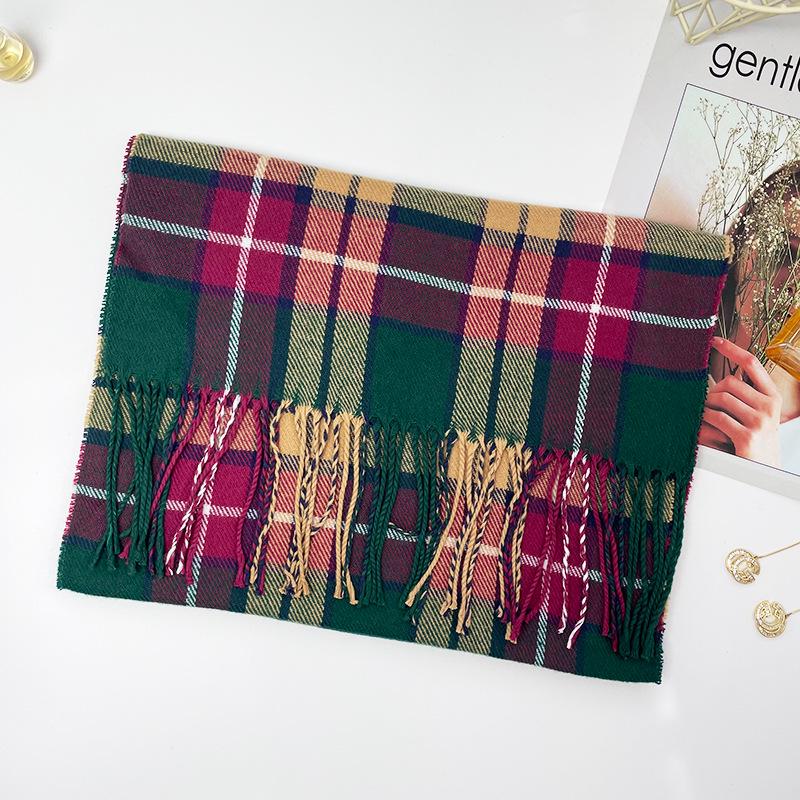 צעיף משבצות לסתיו וחורף: קשמיר חיקוי איכותי, רב-תכליתי וחם לגברים ונשים.