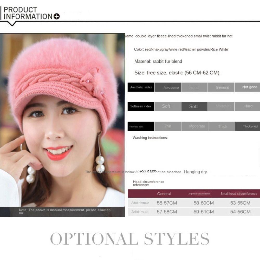 Plush Winter Hat 7 Colors Rabbit Fur Knitted Hat Accessories Beanie Hat Winter