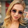 Vintage Oval Sunglasses Women  Luxury Brand Designer Punk Round Sun Glasses For Men Small Frame Anti Blue Light Eyeglasses