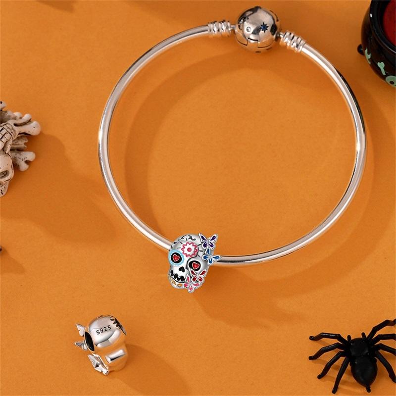 Copper Halloween Skull Beads Jewellery Fit Original Bracelet Necklace For Women Diy Gift