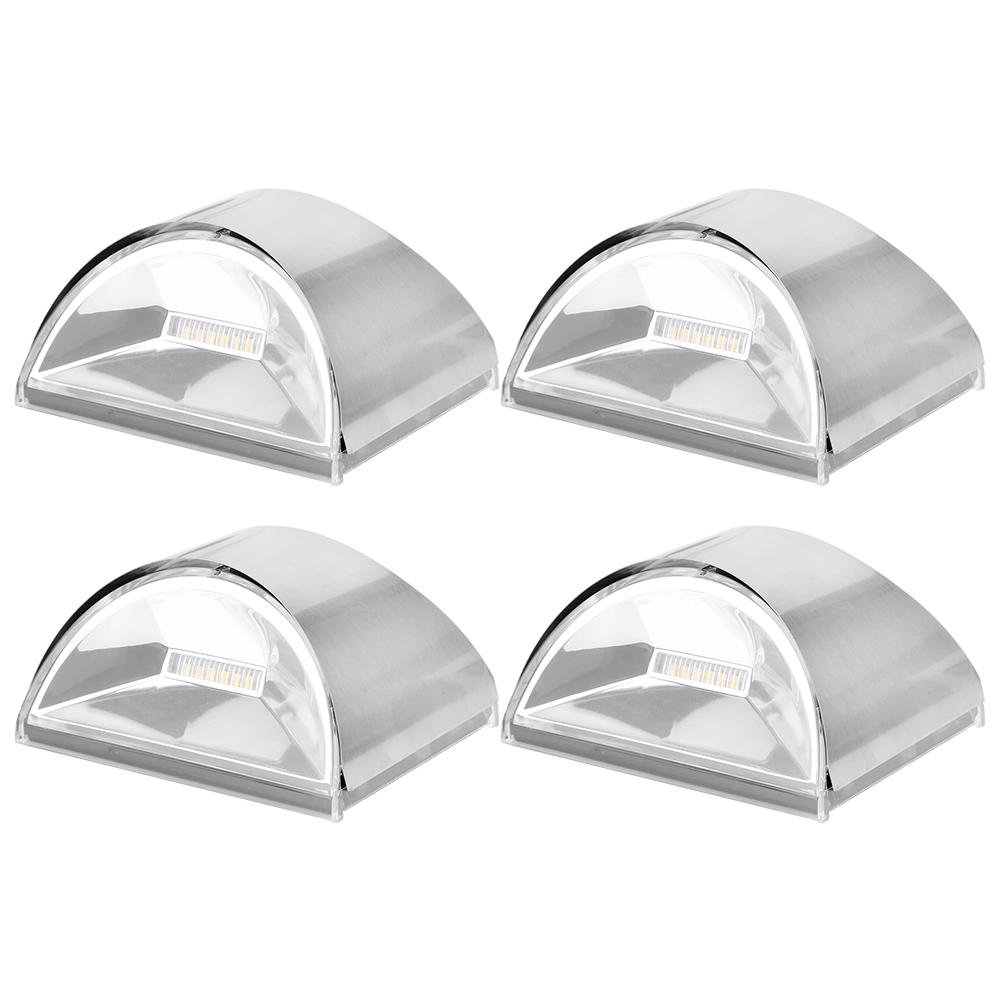 4 Stück Set Edelstahl Solarstrom LED Wandleuchte Lichtsteuerung für Gartenhofbeleuchtung