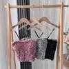 Sexy kovové retiazkové tielko Jednofarebné flitrované halterové crop topy Dámske letné tielka Bezchrbtové tielko Módne ležérne rúrkové Dámska bez rukávov skrátená vesta Y2K