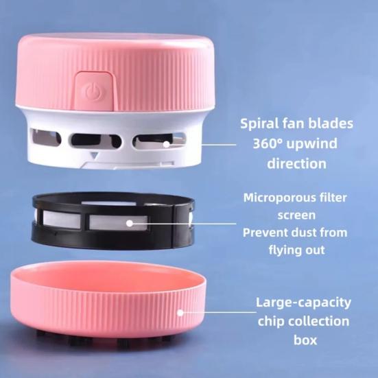 Desktop Vacuum Cleaner Portable Handheld Desk Cleaner for Crumbs Debris Pencil Shavings Snack Paper Eraser Dust Removal Tool