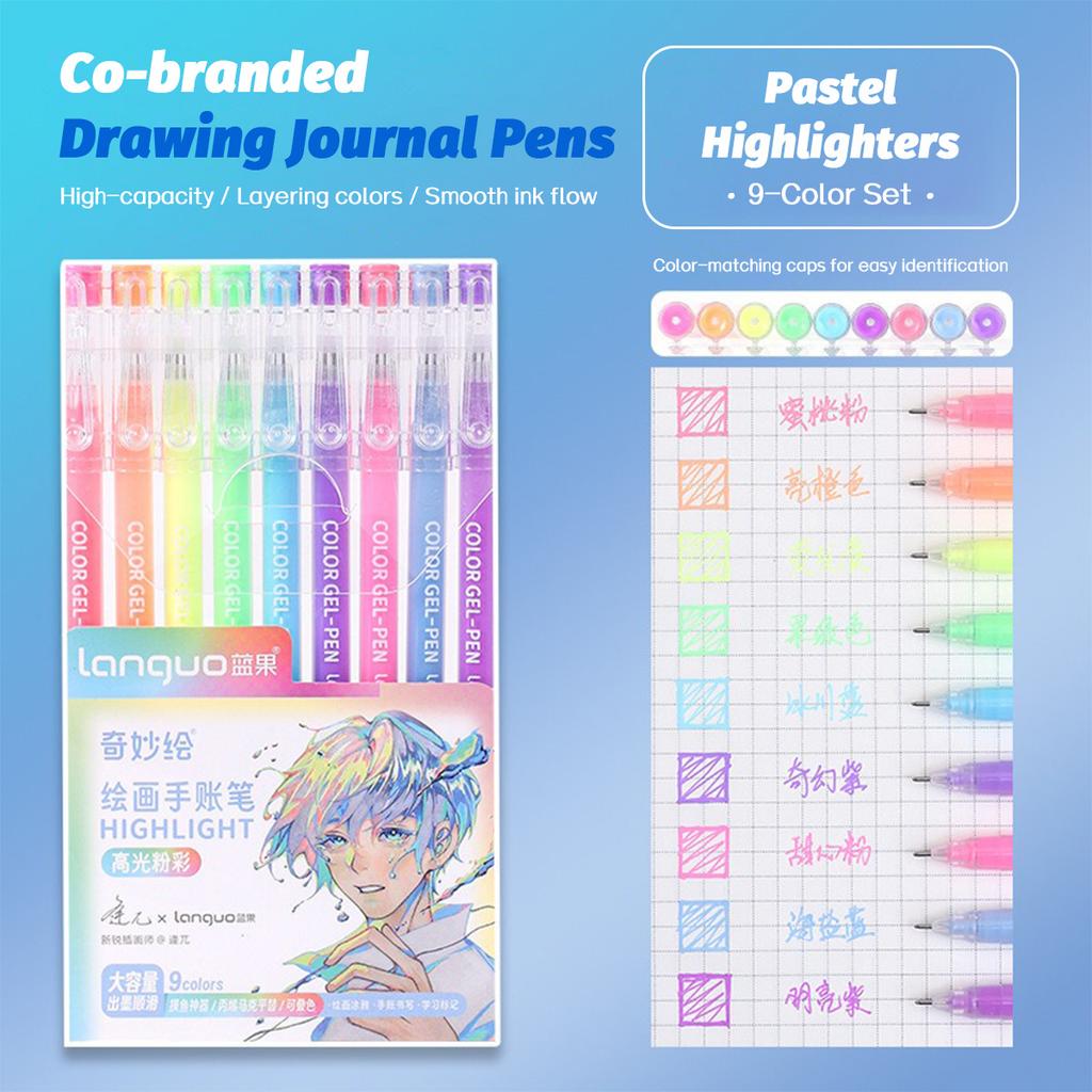 6/9pcs Set Languo Morandi Gel Pens 0.5mm Kawaii Pastel Set for Students Diary Scrapbook Painting & Drawing Pen School Supplies