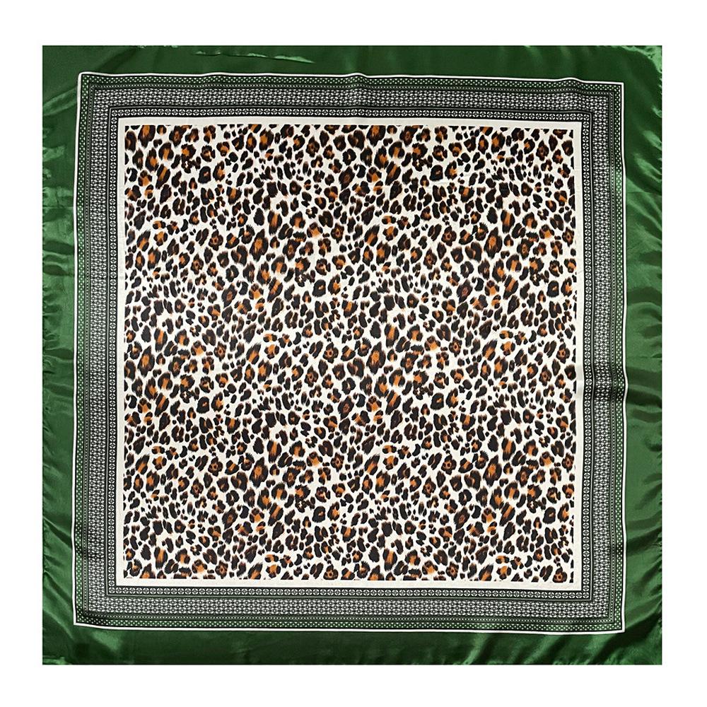 90cm Leopard-print Silk Scarf / Headscarf for Women – Versatile Rayon Satin Large Scarf