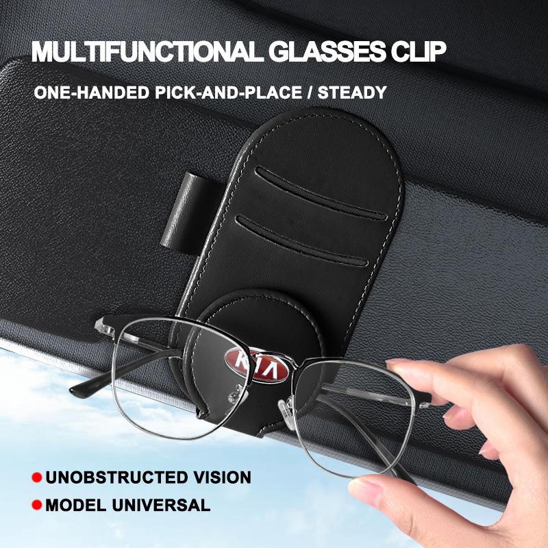 1pcs 2025 Fashion New Leather Car Glasses Clip Sun Visor Multi-function Sunglasses Clip For KIA Cerato Sportage R K2 K3 K5 Sorento Sportage R Rio Soul