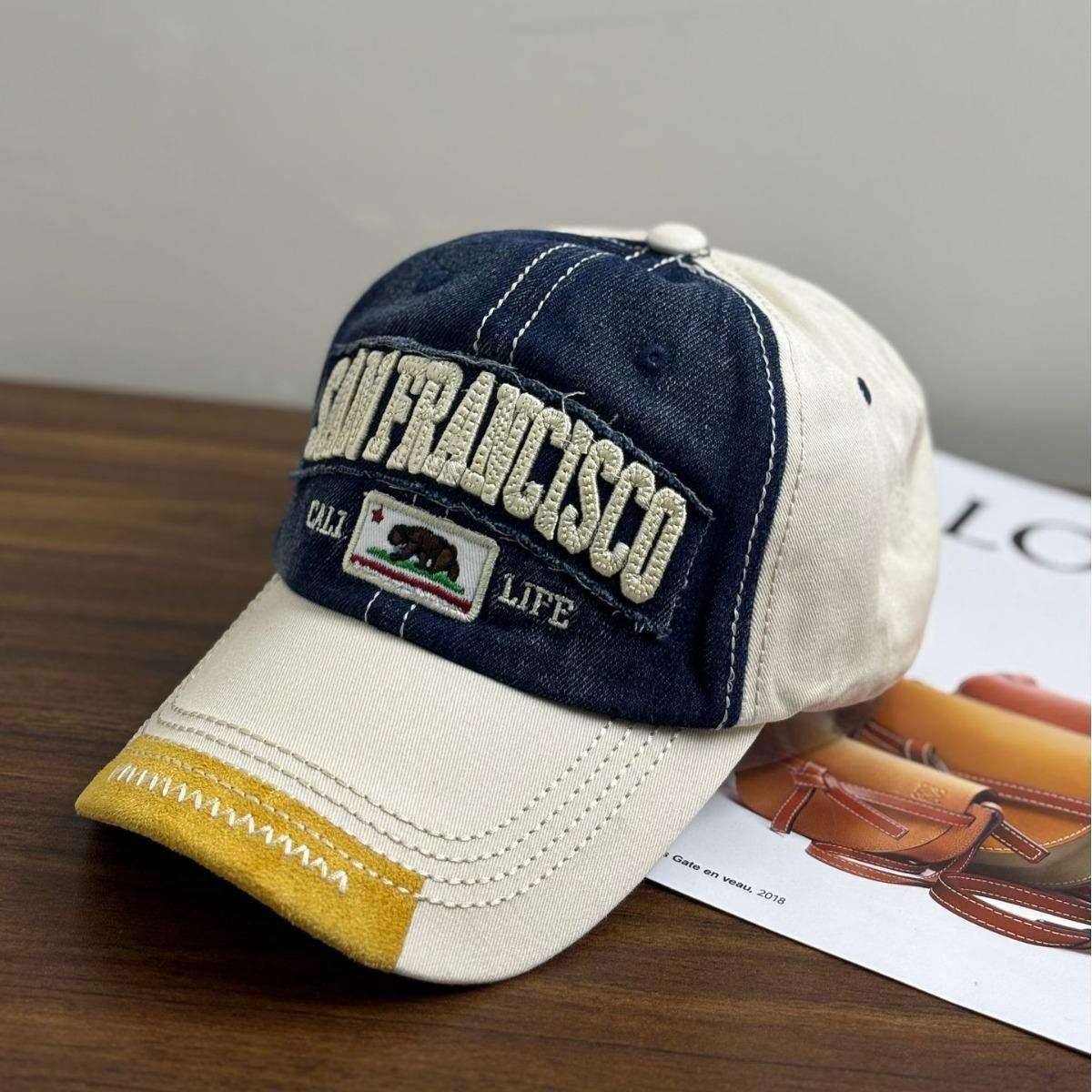 

SAN embroidery style baseball cap women s spring and autumn new street trendy brand big head circumference showing face small cap men M（56-58cm） бежевий