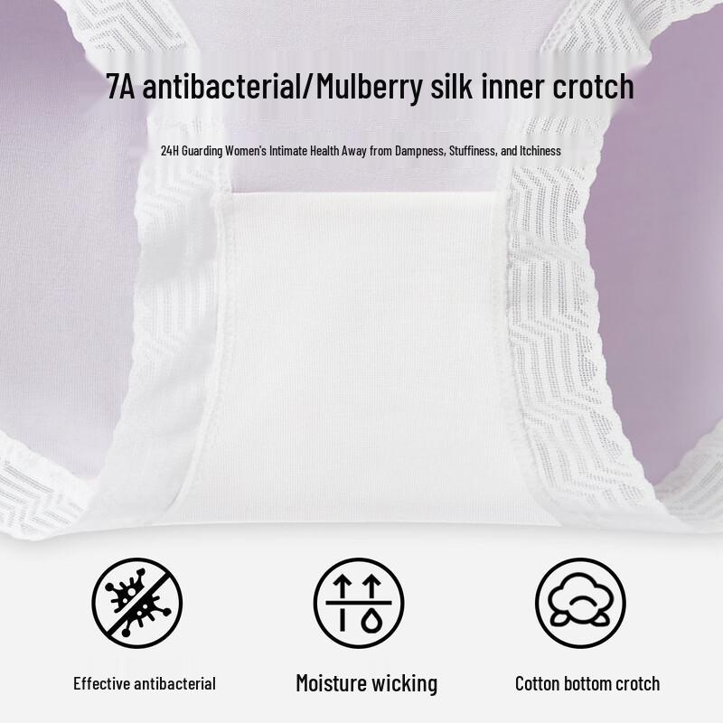 City Beauty Women's Seamless Mid-Waist Modal Briefs with 7A Mulberry Silk Crotch