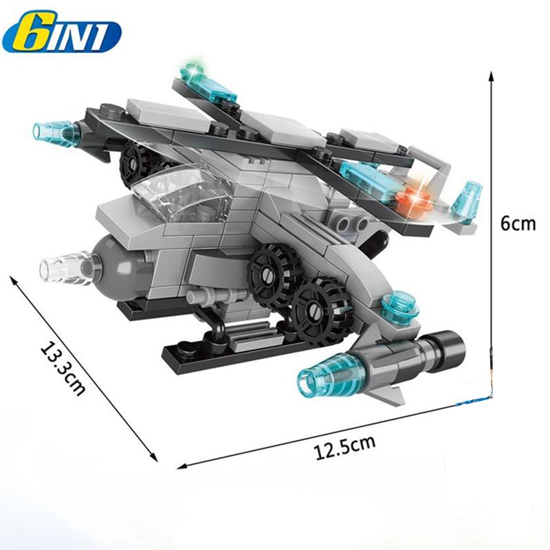 6in1 NEW Cute Aircraft Navy Force Helicopter Spiral Mini Classic Model Building Blocks Sets Bricks Toy City
