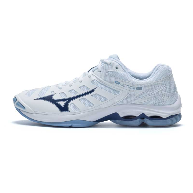 Mizuno Wave Voltage 2 White Bellwether Blue Unisex Sneakers Bel-Air-Blue V1GA246011