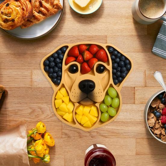 Wooden Serving Tray Dog Shaped Charcuterie Platter Appetizer Board for Cheese Meats Fruits Nuts Cookies