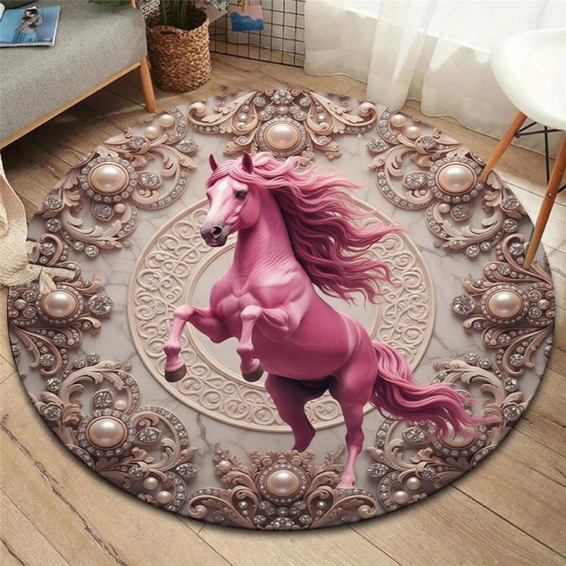 

Pinkanimals Round Area Rug,Carpet Rug for Living Room Bedroom Sofa Playroom Decor,Non-slip Floor Mat 80cmx80cm