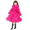 Pink Winter Long Sleeve Warm Cardigan Midi Coat for Barbie Doll Outfits Clothes for Barbie's Coat Kids Toy Playhouse Accessories