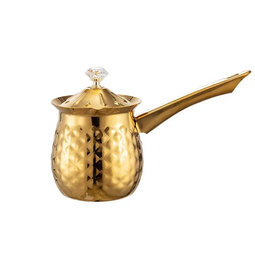 Versatile Handcrafted Turkish Coffee Pot Handle Stable Melting Jug Stainless Steel Lid Heating Pot Household