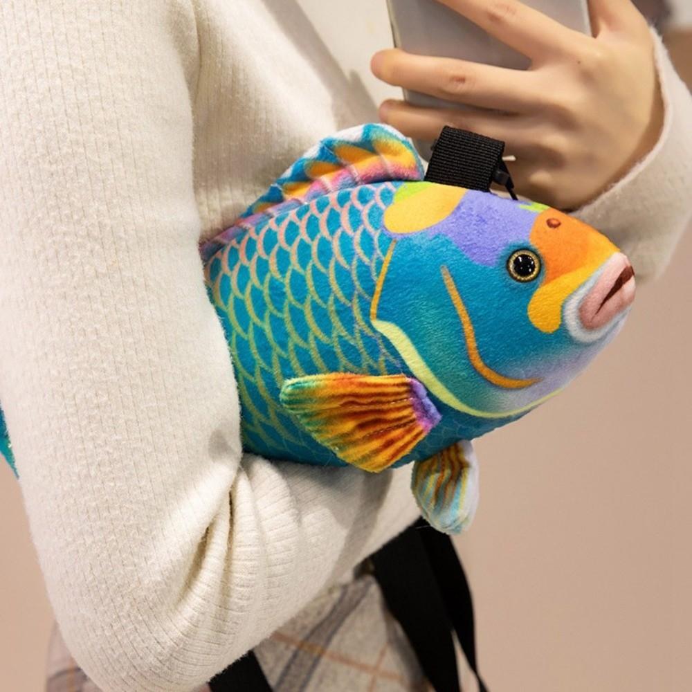 Ocean Animal Simulation Fish Plush Toy Bag Cartoon Fish Plush Crossbody Bag  Kids Toy