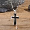 Stainless Steel Cross Necklace for Men,Waterproof Black Glue Pendant Necklace,Trendy Stylish Jewelry Gifts
