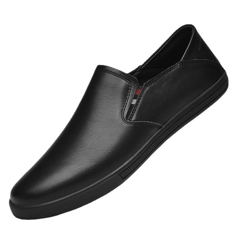 Men's Spring Casual Loafers: Breathable Two-Use Cowhide White Slip-Ons