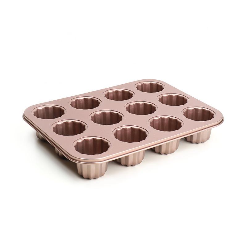 12 Holes Canele Mold Canele Pan Carbon Steel Mini Bundt Cake Pan French Cake Mold Muffin Cupcake Molds For Baking 0136