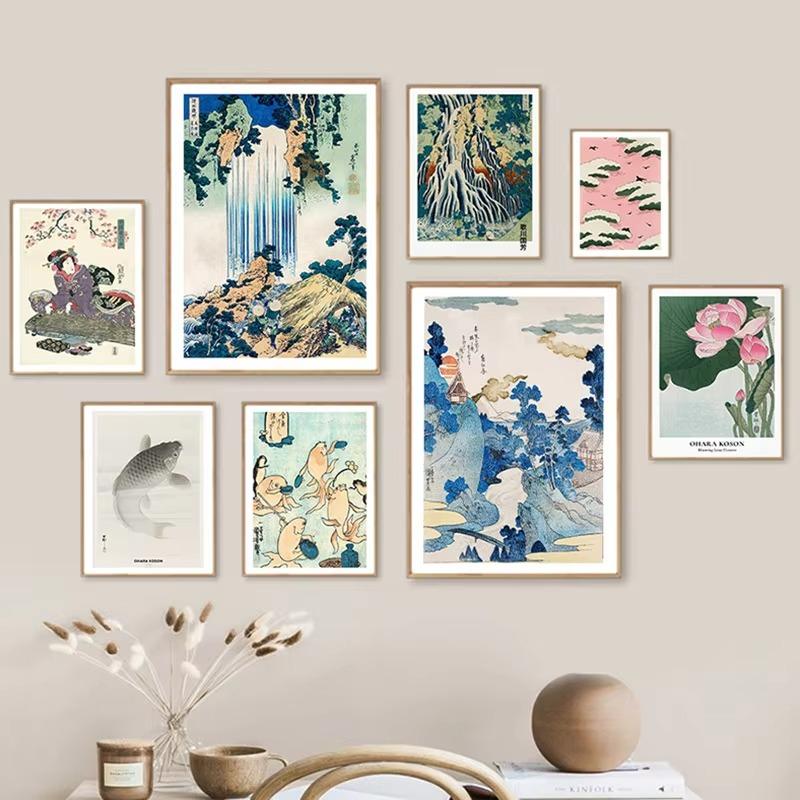 Hokusai Ohara Koson Japanese Art Poster Vintage Guest Room Home Bar Cafe Decoration Home Decoration Print Wall Poster Pictures