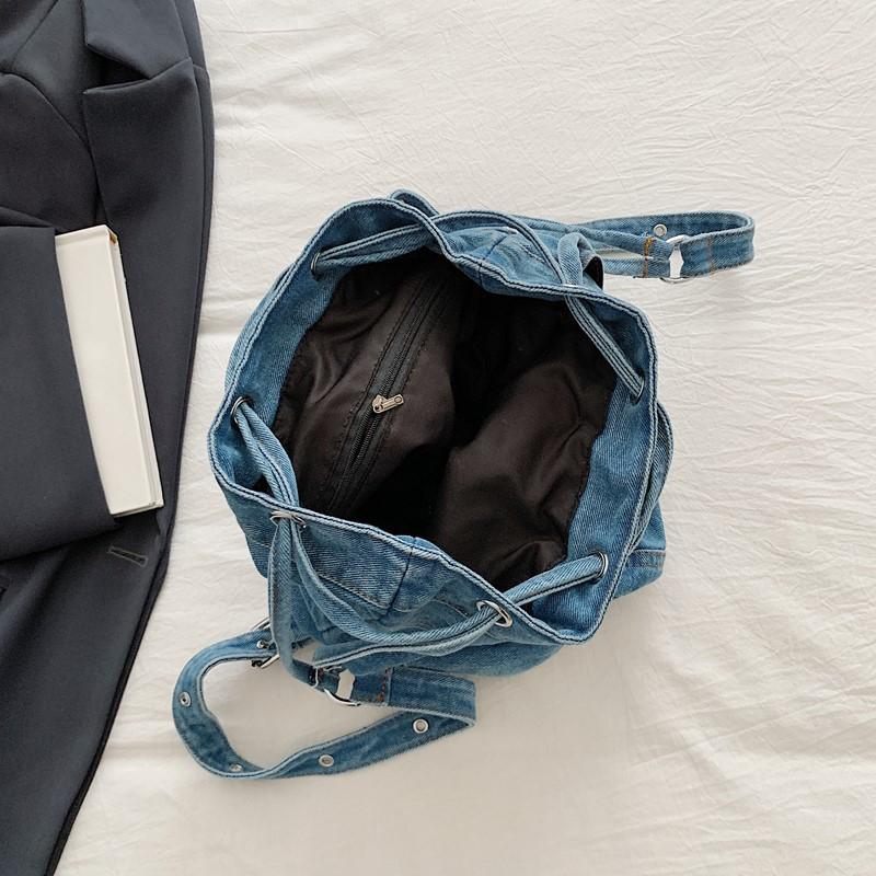 Multifunctional Denim Bag Women's Large Capacity Crossbody Bag Shoulder Class Commuter Backpack
