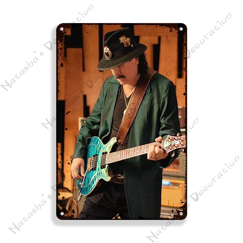Santana Poster Dekorative Platte Rockmusik Metallposter Garage Club Metall Blechschild Metallplakette Wandplatte Man Cave Wanddeko
