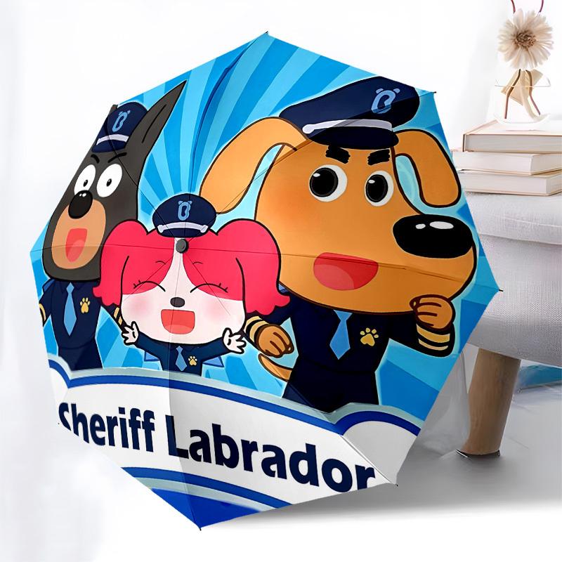 Sheriff, Labrador Automatic Opening and Closing, 8 rib Structure Portable Umbrella, Suitable for Men and Women in All Seasons Perfect Gift