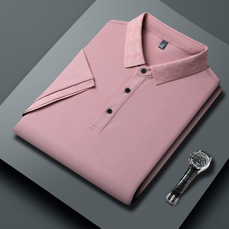 Ice Silk Short-Sleeved Polo Shirt Men'S No-Iron Lapel Collar Business Casual Loose Cool Men'S T-Shirt