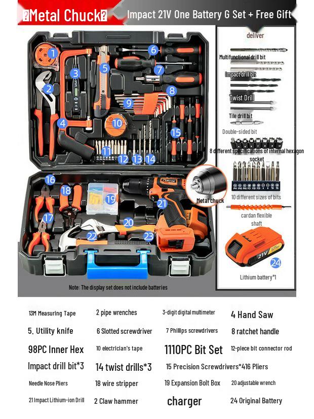 Multi-functional Household Tool Kit CN plug (adapter included)