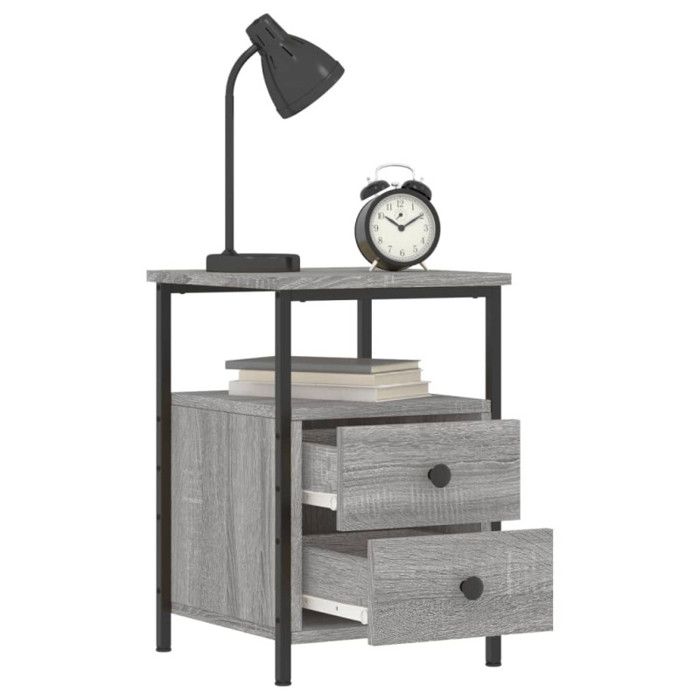 VidaXL Tables de chevet 2 pcs sonoma gris 34x35,5x50cm bois ingénierie 826020