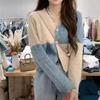 Color Matching Plaid Knitted Cardigan Top Women's Autumn and Winter New Loose Fashion Age-reducing Sweater Jacket Tide