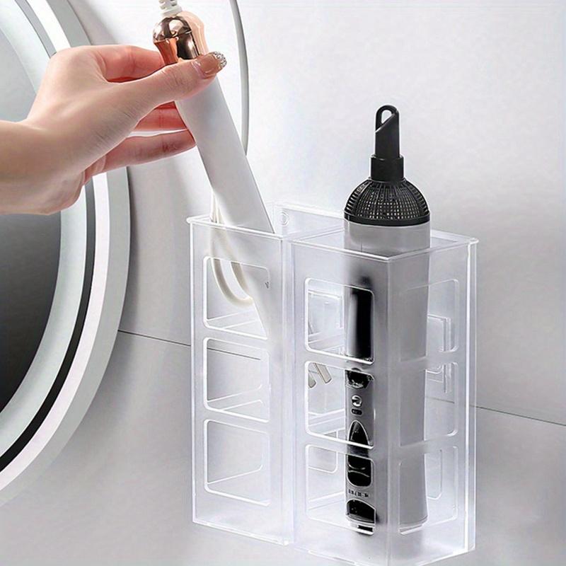 1pc Household Rolled Edge Storage Box, No Drilling Required; Barber Tool Manager, Curling Iron Organizer, Hair Styling Tool Holder