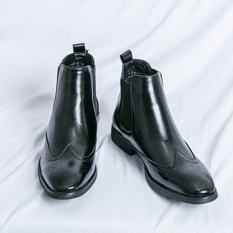 Fashion Fashion Brand Casual Leather Men Chelsea Boots  British Style Dress Ankle Boots Leisure Walk Business Brogue Shoes Walking Shoes