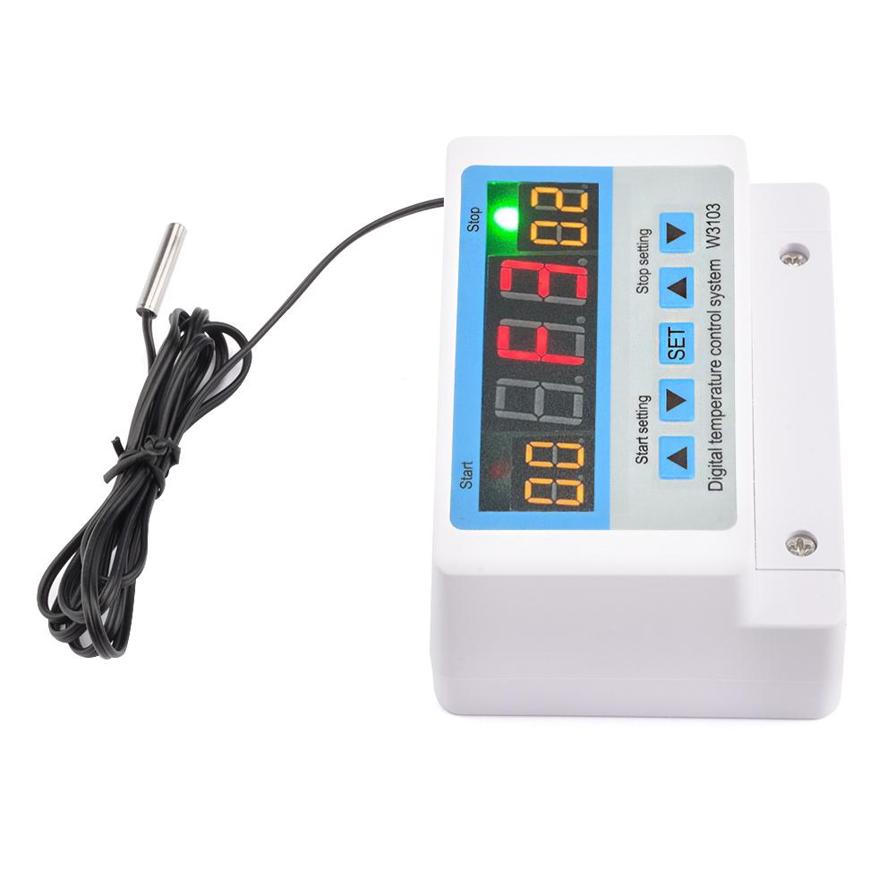 W3103 Digital Display Temperature Controller DC12/24V AC220V High Power 30A High Power Wall Mount Thermostat Heating/Cooling