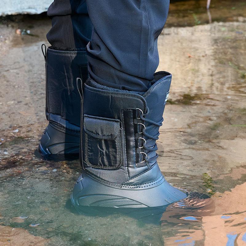 Baumwollschuhe mit Plüschisolierung Schneestiefel für Herren im Winter Stahlnägel für Rutschfestigkeit Verdickte Wasserdichte Angelschuhe