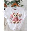 Women Teddy Bear Balloon Print T-Shirt Round Neck Short Sleeve Spring Summer Fall Girly Casual Daily Anime Bear Top