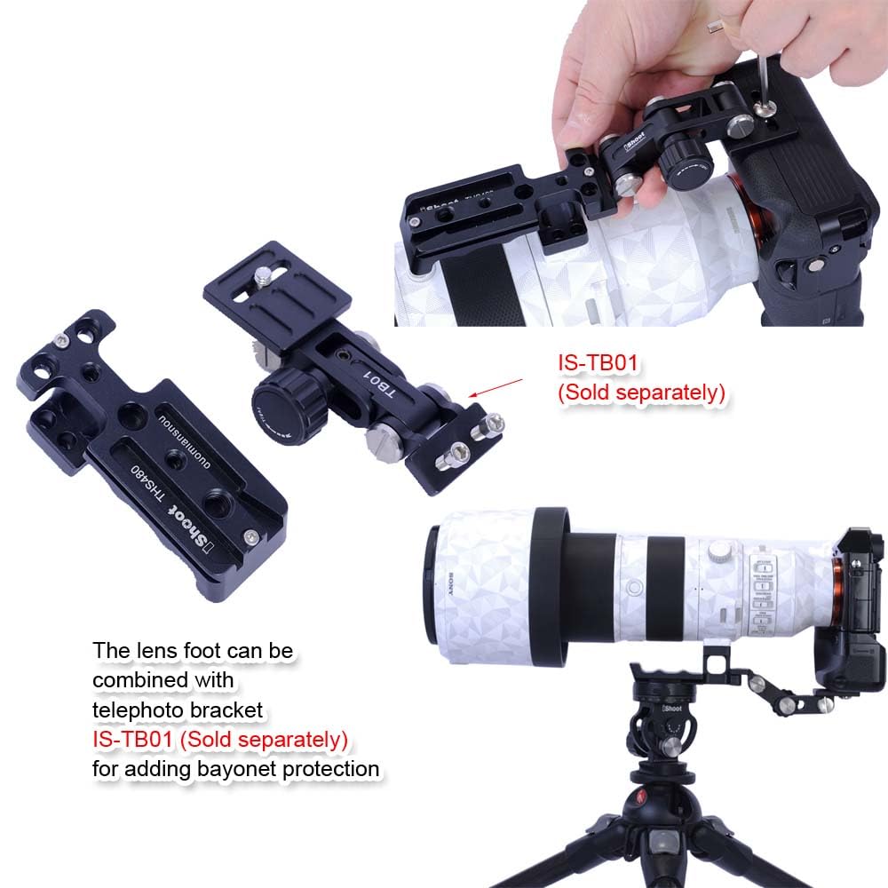 Replacement tripod mount for Sony FE G compatible with ball head and other camera 400-800mm f/6.3-8 lenses, ARCA-SWISS clamps, collars.