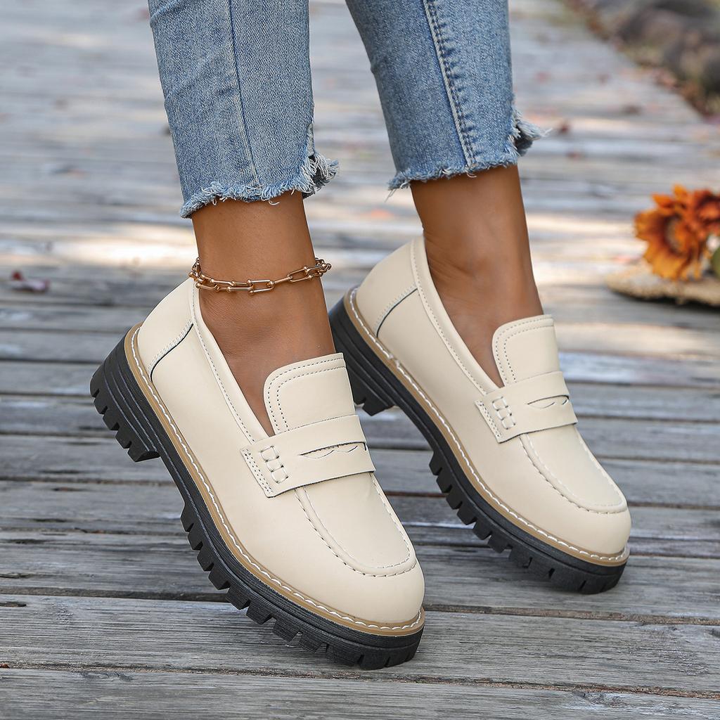 Mode Neue Damen-Slipper 2025 Frühling und Herbst Britischer Stil Freizeit Dicke Flache Schuhe Mehrfarbig Übergröße Runde Spitze Niedrige Schuhe.