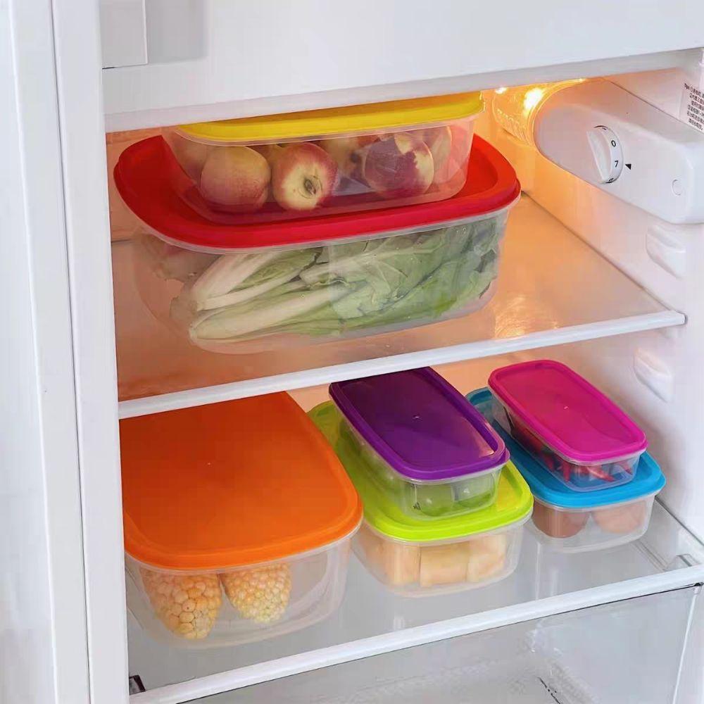 7Pcs Plastic Freshing Box Rainbow Food Sealed Box Reusable Sealed Food Container  Kitchen Picnic Use