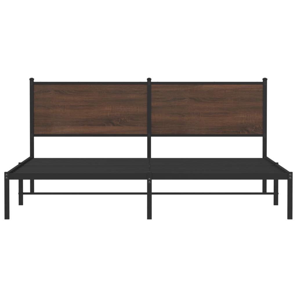 Metal Bed Frame Without Mattress Brown Oak Effect 160x200 Cm