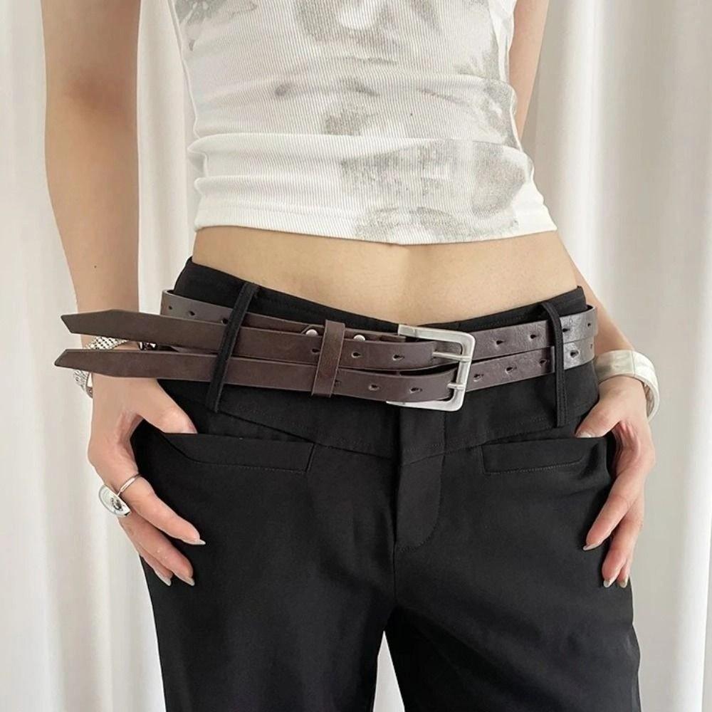Leather Women's Belt Vintage Dress Jeans Belt American Waist Belt  Waist Accessories
