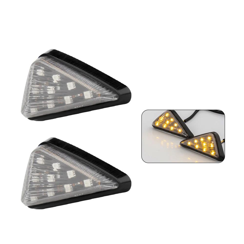 2Pcs Motorcycle Turn Signal Lights Triangle Indicator Blinker Side Lights Motorbikes Yellow For Kawasaki Yamaha Honda Suzuki
