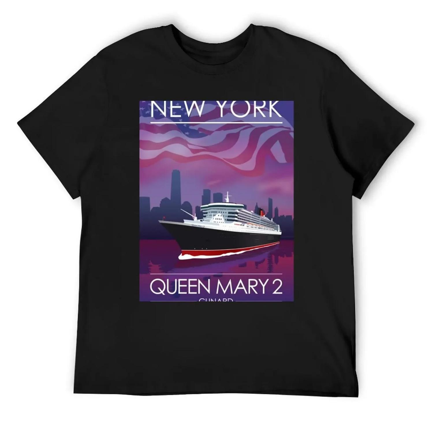 

Queen Mary 2 New York T-Shirt T-shirts oversize funny meme t-shirts anime figures graphic t shirt vintage T-shirt men XXXXXL чорний