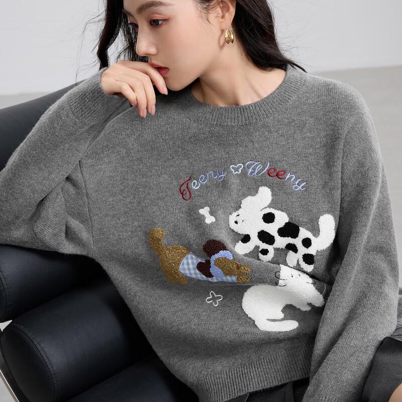 

Women s Plus Size Embroidered Round Neck Pullover Sweater 3XL