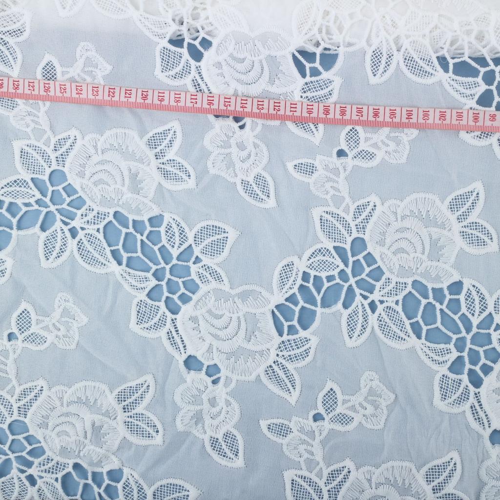 Laser Embroidery Fabric, Chiffon Double Wrinkle Embroidery Hot Cutting Fabric Water Soluble Embroidery