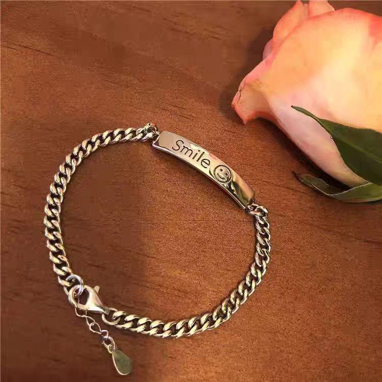 

Stylish And Simple Stainless Steel Smiley Face Bracelet Chain Women S Niche Design Sense High-End Hand Jewelry