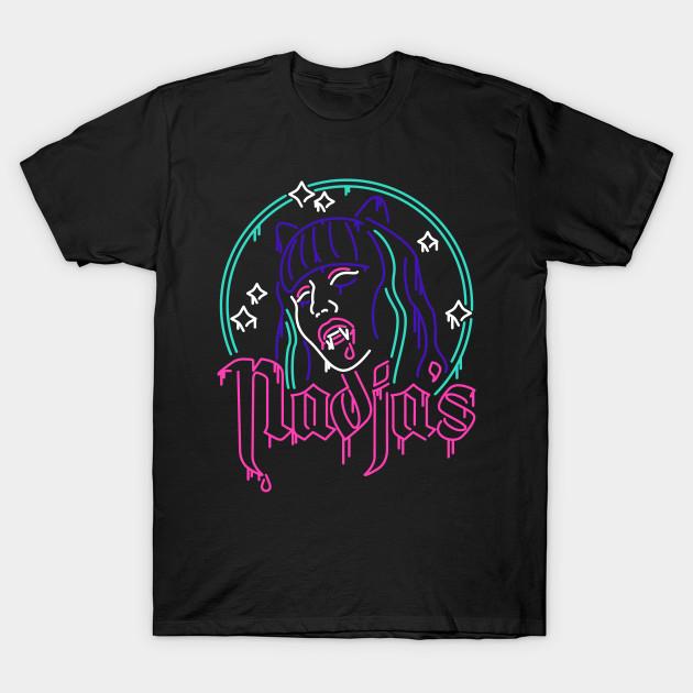 

Men Black Print T-shirt Neon Nadja S Nightclub No-Cut Transfer Paper Print Cotton Tshirt S чорний