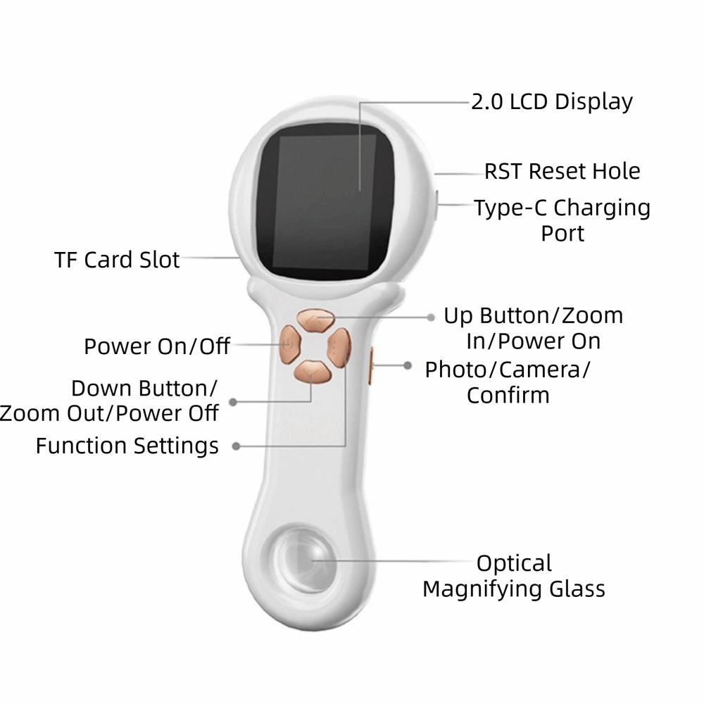 2 Inch IPS Screen Children's Digital Microscope HD Portable Kids Microscope Handheld 500x Zoom Pocket Microscope Coin Magnifier